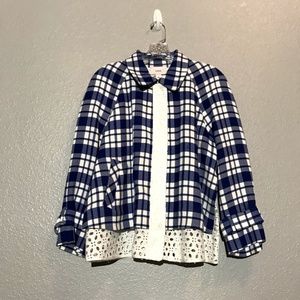 Lewit Eyelet Inset Check Blue & White Jacket